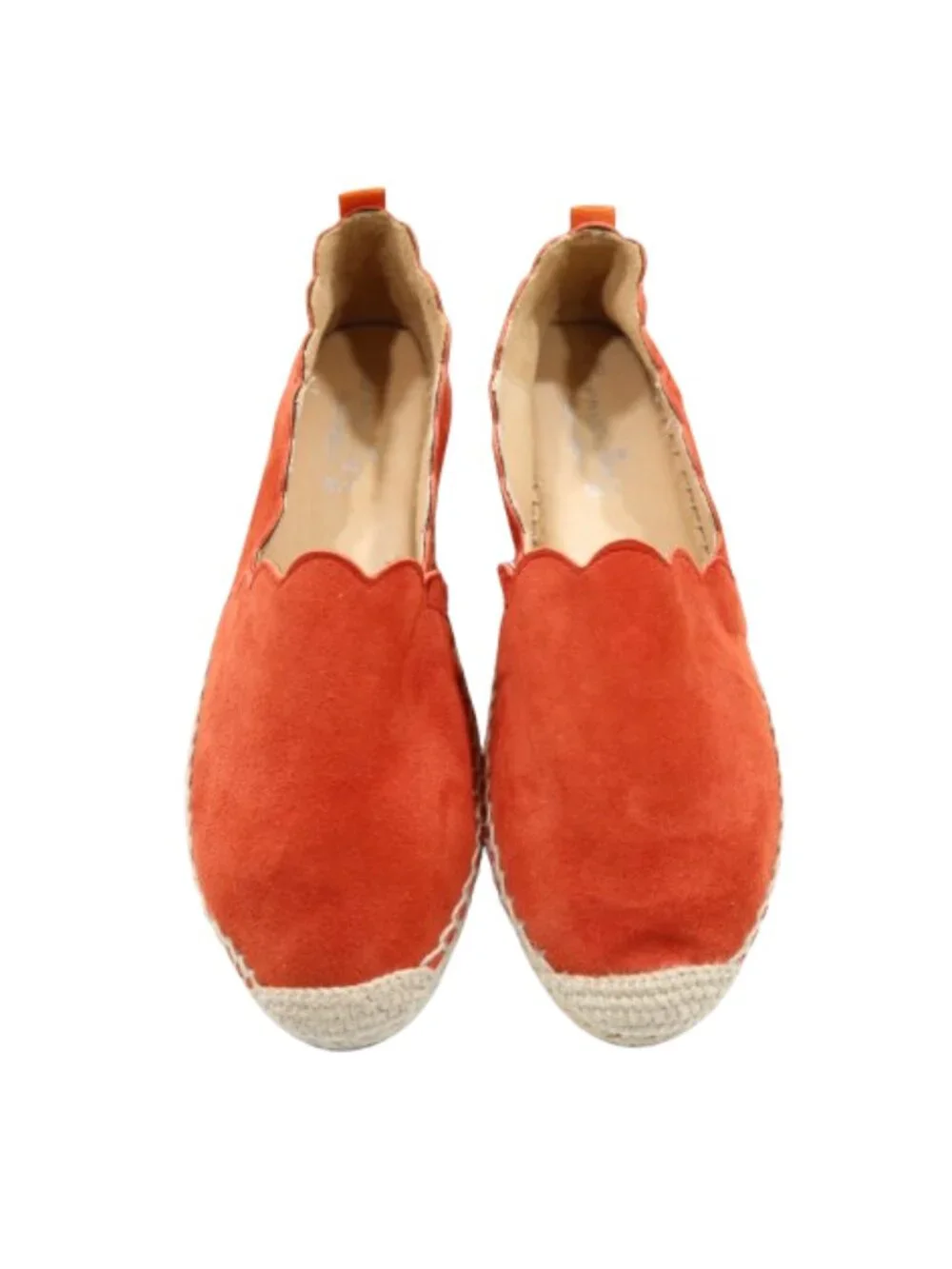 Carmen Saiz Burnt Orange Suede Scalloped Flat Espadrilles - 6/EU 37